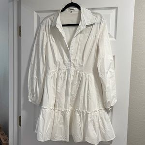 MissGuided White Cotton Shirt Dress